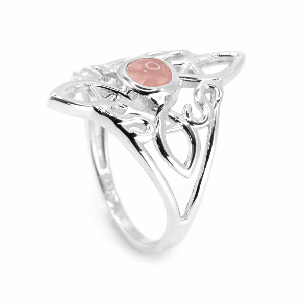 Anillo Nudo de Bruja - Cuarzo Rosa y Plata 925
