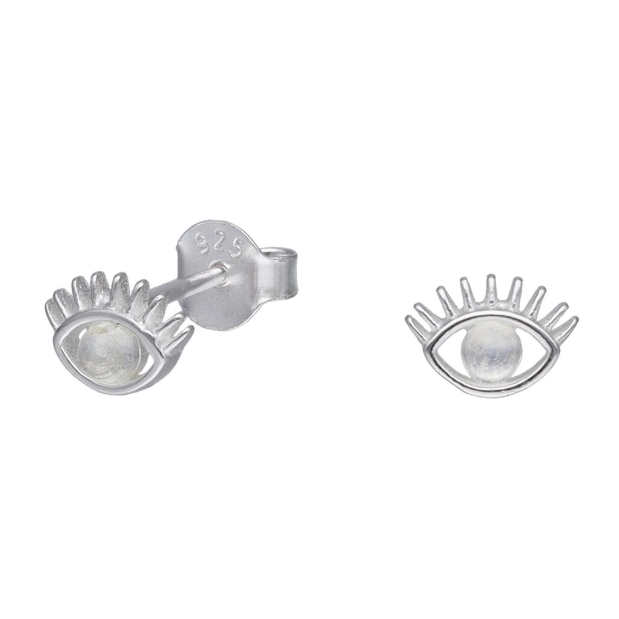 Aros Ojitos De La Intuición - Piedra Luna y Plata 925