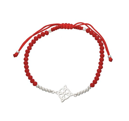 Pulsera Hilo Rojo Ajustable Nudo de Bruja De Plata 925