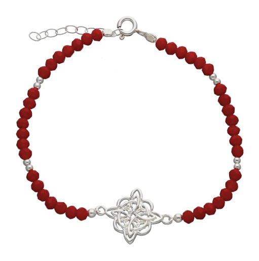 Pulsera De Protección Nudo de Brujas Cristales Rojos