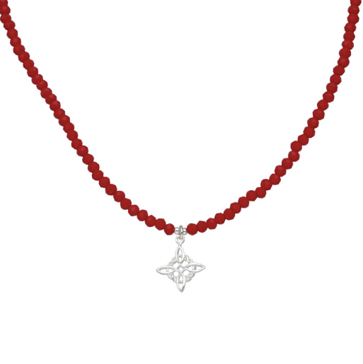 Collar Protector Nudo De Bruja Con Cristales Rojos