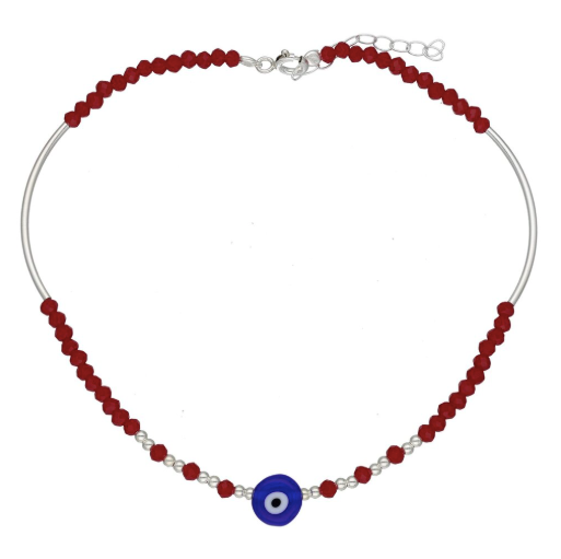 Tobillera De Proteccion Ojo Turco Con Cristales Rojos