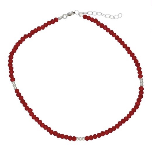 Tobillera De Protección Con Cristales Rojos Y Plata 925