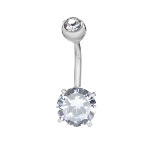 Piercing Ombligo Destello de Cristal - Plata 925