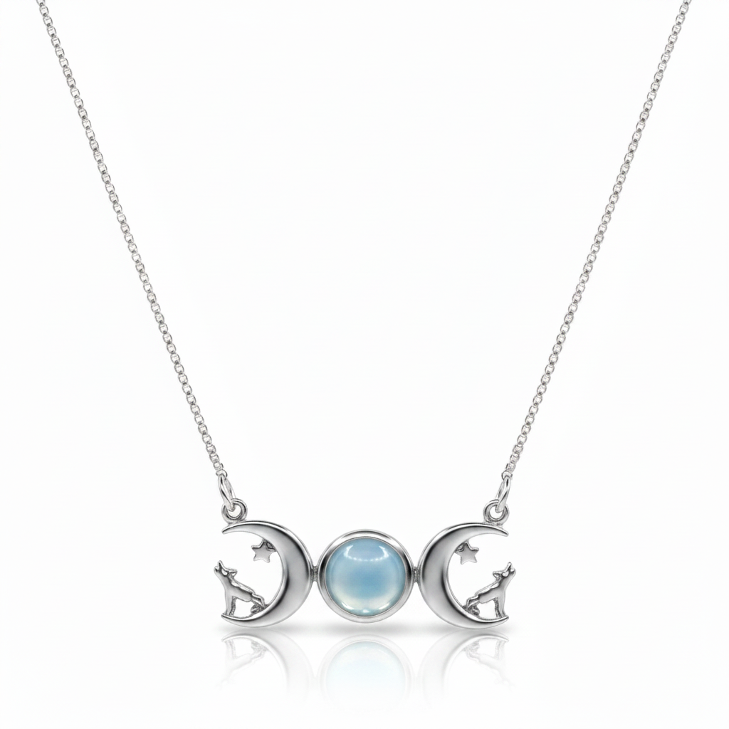 Collar Aullidos De Luna - Calcedonia y Plata 925