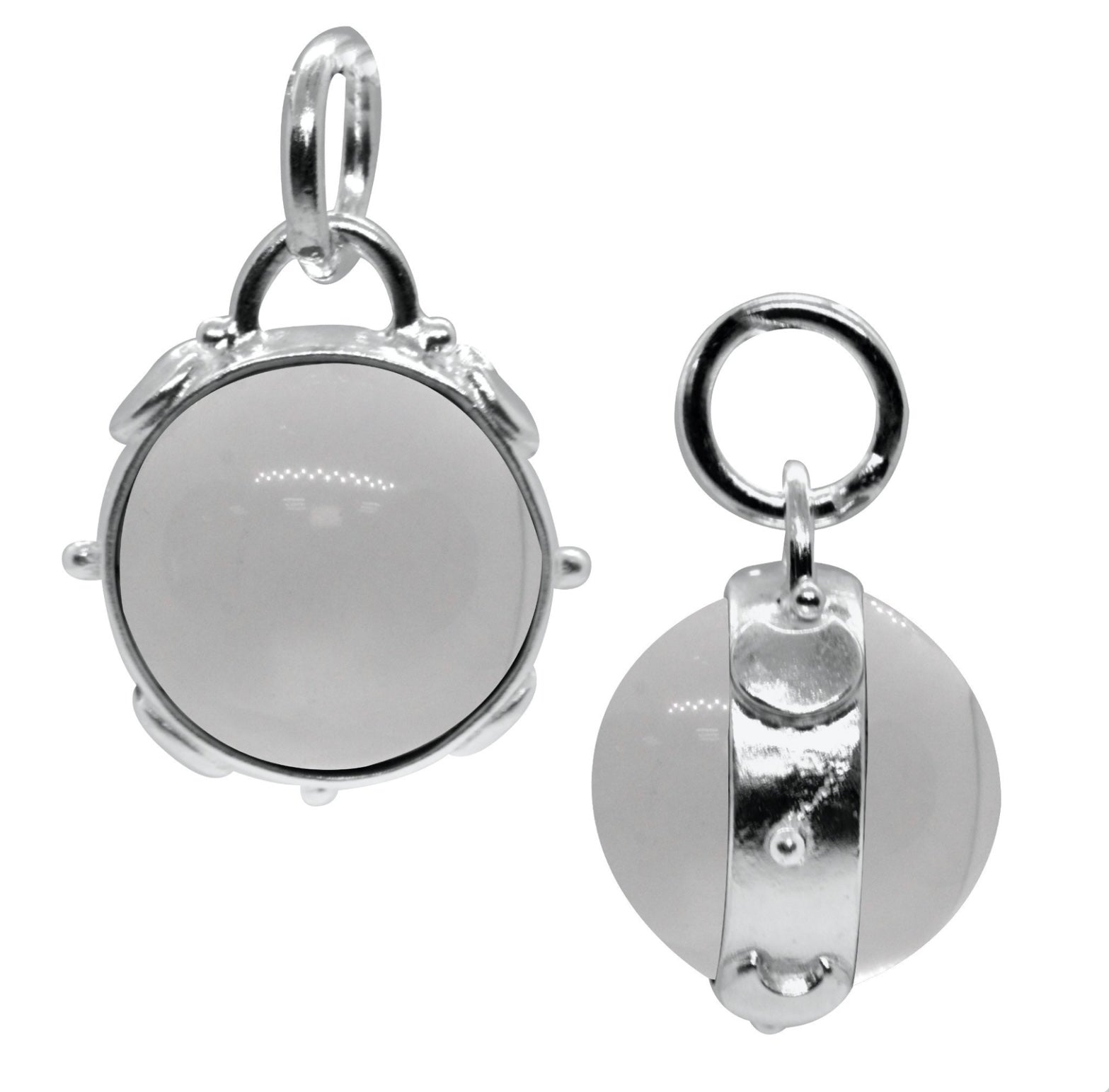 Collar Esfera Cuarzo Cristal con Lunas - Plata 925