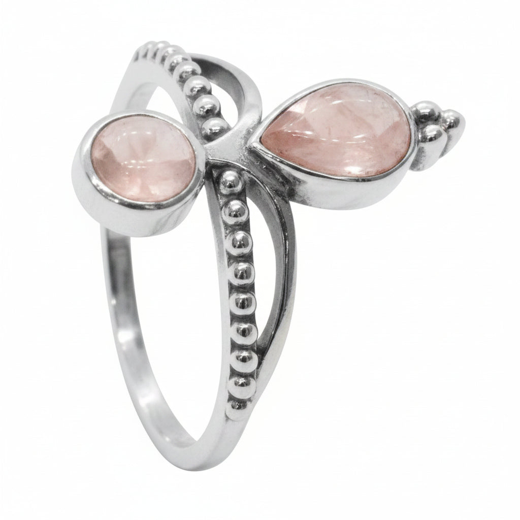 Anillo Afrodita - Cuarzo Rosa y Plata 925