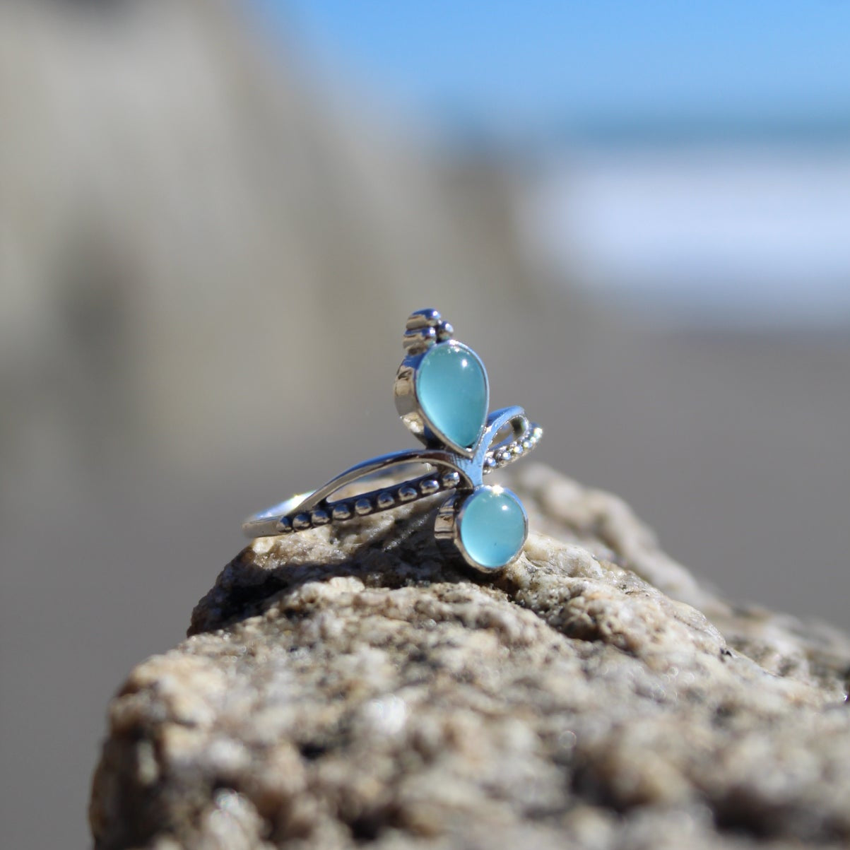 Anillo Saraswati - Calcedonia y Plata 925